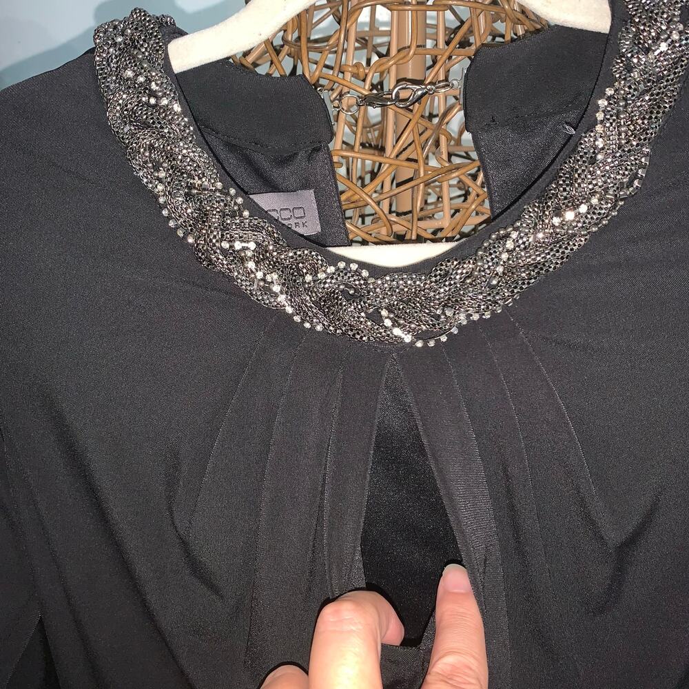 Donna Ricco Black Embellished Neck Dress – Size 4 - NWT - Picture 3 of 12